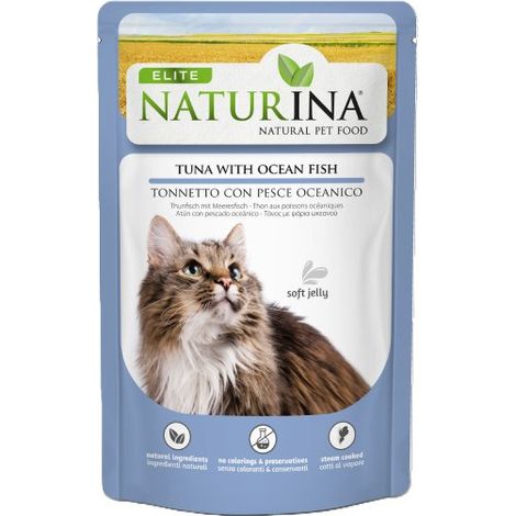 Naturina Elite Katzenfutterfilet in Gelee 70g Beutel – Thunfischfilet und Seefisch 70g