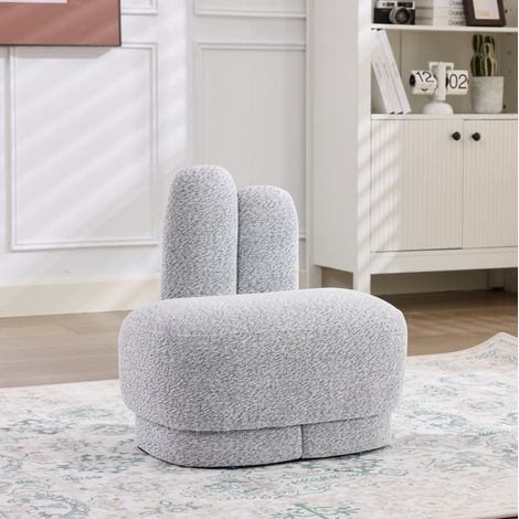 Puf conejo 54 x 41,5 x 54 cm gris claro, asiento auxiliar, estructura de madera, 120 kg MEUBLIV (1/5)