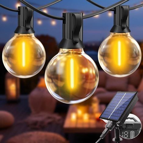 10 m lange Solar-Lichterkette, IP65 wasserdicht, 4 Modi warmweiß, Außendekoration für Garten, Terrasse und Balkon (1/5)