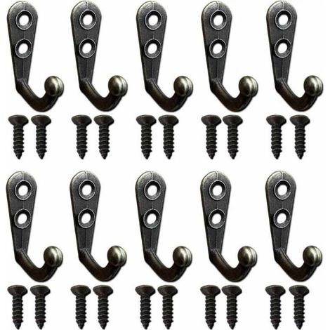 Vintage-Retro-Metallgarderobenhaken mit Schrauben, Wandgarderobenhaken, Schwarz, 10 Stück
