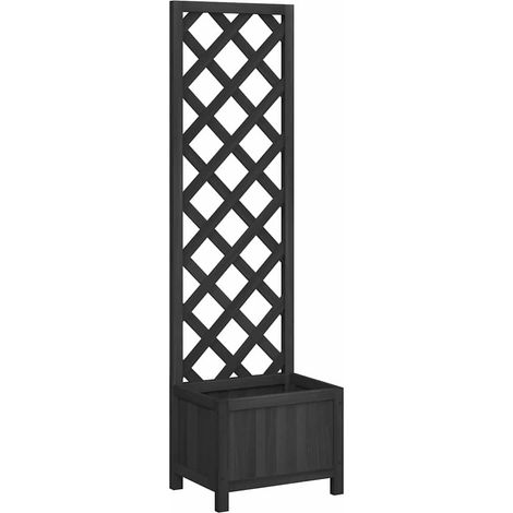 vidaXL Planter with Trellis Black 40x30x135 cm cmSolid Wood Fir