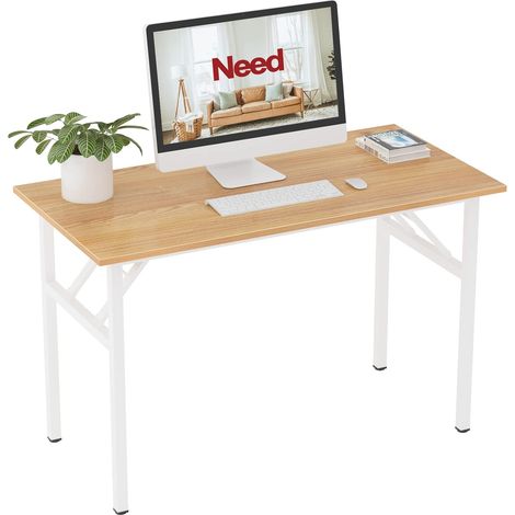 Need – Bureau pliant 120x60cm – Panneau en bois massif E1 18mm – Capacité 150kg – Hauteur réglable 1-2cm – Structure métal double pliage (1/5)