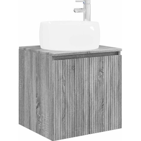Wall-Mounted Sink Vanity Grey Sonoma 49.5 x 44.5 x 66 cm vidaXL