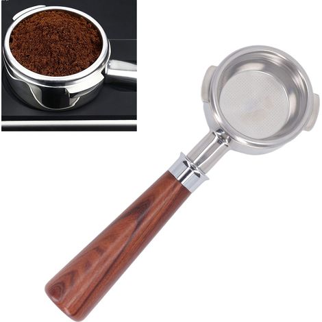 NOWWA 58-mm-Kaffeemaschine, bodenlos, abgewinkelter Griff, Edelstahlgriff, Modell A1, Farbe: Rot-Sandelholz (1/5)