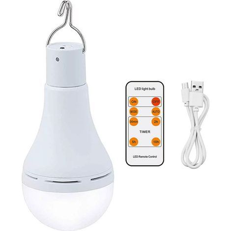 Ampoule rechargeable avec télécommande USB. LED à intensité variable de 7 W. idéale pour le camping d'urgence (1/5)