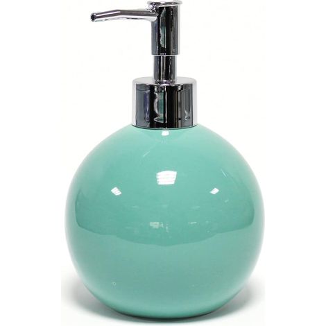Distributeur de Savon Céramique Bullea Blanc Design Élégant 10,5 x 10,5 x 15,5 cm, Idéal pour Salle de Bain et Cuisine