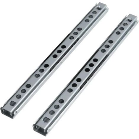 2 glissières de tiroir à roulement billes glissement lisse, 17 mm pour