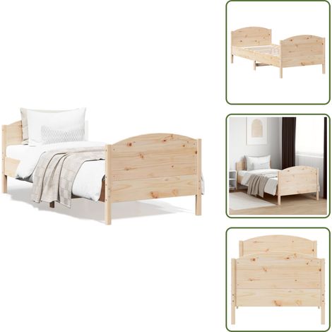 Cadre de lit sans matelas 75x190 cm bois de pin massif - Cadre De Lit - Lit En Bois - Lit Double - Meubles Chambre - Literie (1/5)