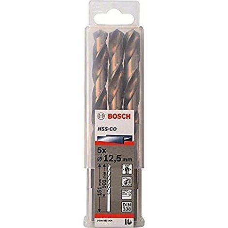PRO Trapano a spirale in acciaio inossidabile HSS-Co, 12,5 x 101 x 151 mm, set da 5 pezzi