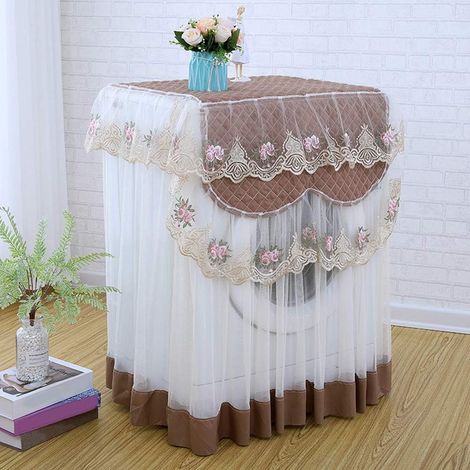 Housse pour machine à laver, motif floral, anti-poussière, 60 x 60 x 85 cm, marron-AquaForge (1/5)