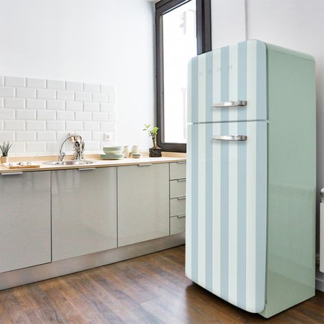 Sticker réfrigérateur et lave vaisselle, rayure bleu ciel, tendance rayure, 180 cm X 59,5 cm (1/5)