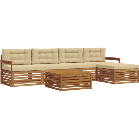 Ensemble de canapés d'extérieur 6 pcs Salon de jardin Naturel et Beige (1/5)