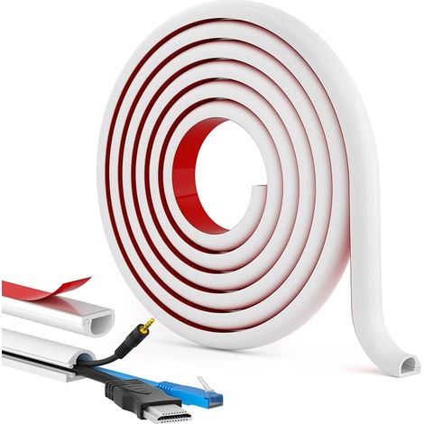 Self-adhesive cable duct for 2 to 3 electrical cables, cable duct, TV and electric cable cover for home and office, 25 mm (width) x 17 mm (height) x 3 m lengths – white (1/5)