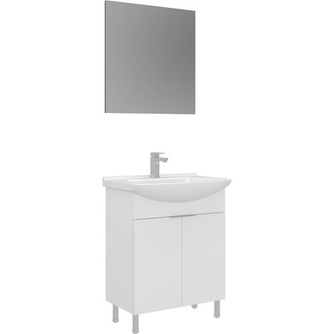 Ensemble Meuble Vasque avec Miroir (2 Pièces) "Purus 65" - 65 x 50 x 83 cm - White (1/3)