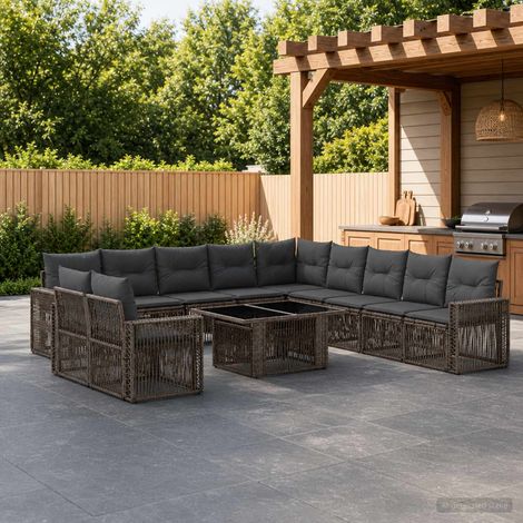 vidaXL Set Divano da Giardino 12 pz Grigio e Grigio Scuro polyrattan (1/5)