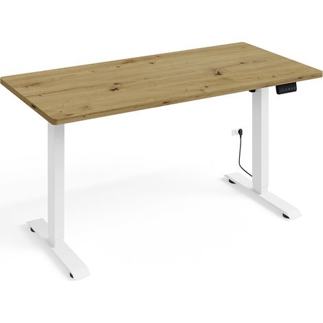 Bureau électrique 140 cm Ergo Bois et Blanc (1/5)