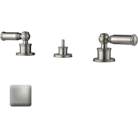 Ensemble mélangeur 3 pièces pour bidet avec vidage 1"1/4 LIBERTY LINE nickel satiné - BOSSINI Z001403094