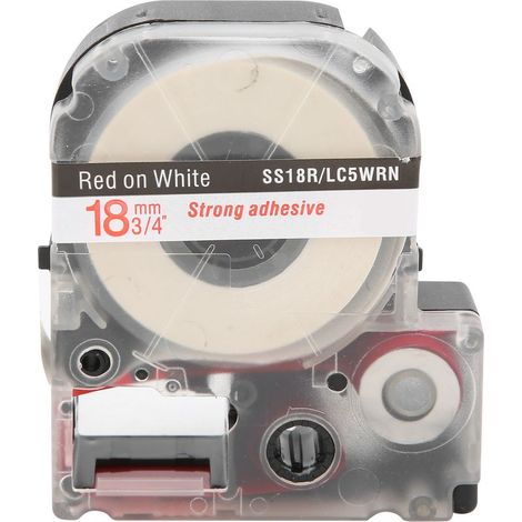 Ruban d'étiqueteuse 18mm PET imperméable pour imprimante Epson/KingJim, fond blanc lettres rouges (1/5)