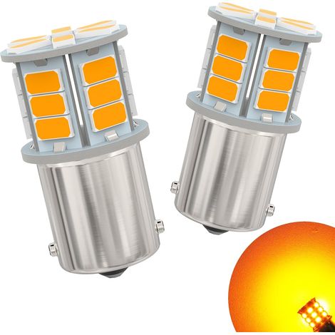 P21W LED Ampoule 1156 BA15S 382 7506 12V 24V Seul Contact Ampoules pour Voiture Avant et Arrière Feux Clignotants Brouillard Ambre Jaune 2 Pièces (1/5)