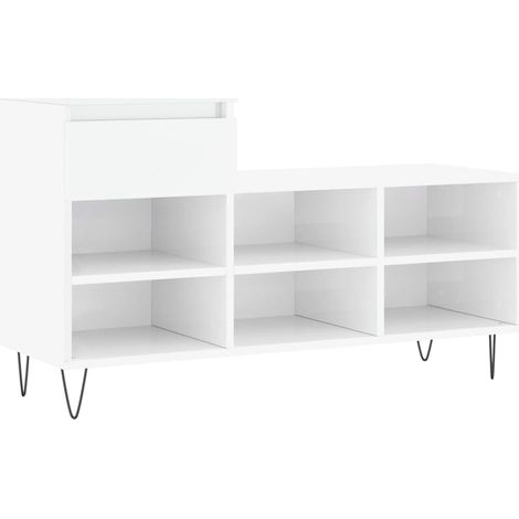 Maison Exclusive - Scarpiera Bianco Lucido 102x36x60 cm in Legno Multistrato