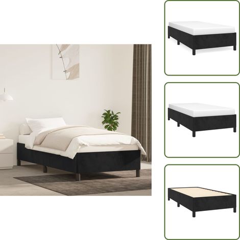 Bettgestell Schwarz 90x200 cm Samt - Samtsofa - Doppelbett - Boxspringbetten - Bettrahmen Schwarz - Bettgestell 90x200 (1/5)