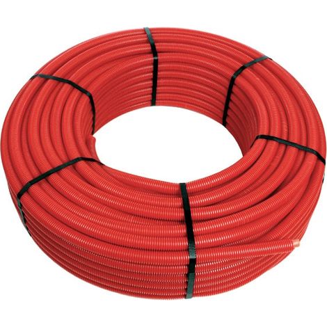 Tube PER pré-gainé Rouge Ø16 x 1,5 - 50 mètres - Blansol Barbi