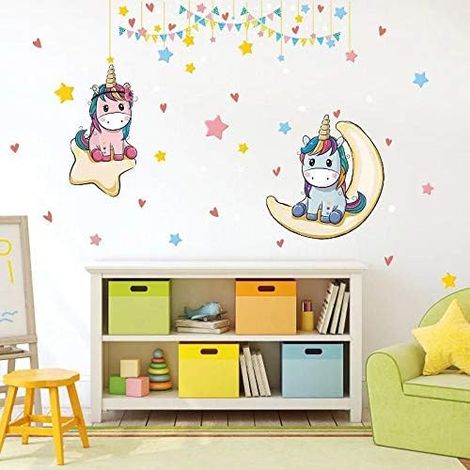 Sticker Mur - Cheval De Nuit Et Étoiles - Vinyle Transparent Détachable - Pour Chambre D'Enfant Et Nurserie - 2 Feuilles De 40 X 60 Cm (1/5)