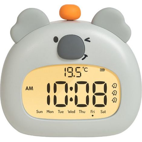 Sveglia digitale 3 in 1 per bambini: luce notturna dimmerabile e strumento per l'allenamento del sonno, ricarica wireless USB-C, funzione snooze, senza BPA, adatta a bambini e bambine - Koala