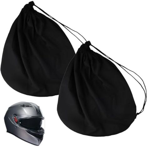 Lot de 2 sacs de casque de moto, grande capacité pliable avec cordon de serrage, offre une excellente protection pour votre casque, adapté pour le sport, le cyclisme et la randonnée (noir) (1/5)