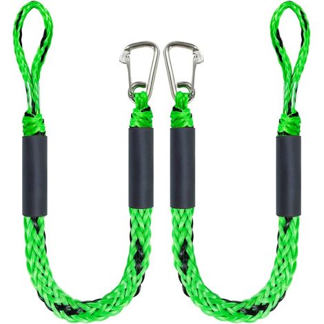 Corda da kayak da 1,2 m, corda d'ormeggio, corda elastica marina, corda d'ancoraggio, corda elastica per surf e sci nautico (2 pezzi, verde e nero). (1/5)