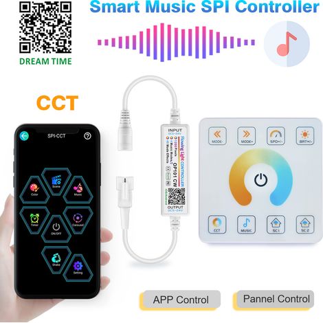 Bluetooth 86, magnetic touch panel, remote control, music app, 2.4 GHz RF, SPI iridescent lighting, color temperature, daytime running light