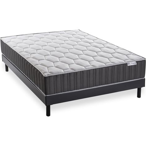Ensemble matelas mémoire + sommier 90x190 Memo Prestige Hbedding - Mousse ergo, mousse HR 35kg et mousse effet mémoire de forme (1/5)