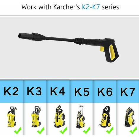 Pistolet et lance de pulvérisation de rechange pour nettoyeur haute pression Kärcher K2, K3, K4, K5, K6 et K7, pistolet de pulvérisation à jet d'eau à connexion rapide pour la série Kärcher K2 et K7. (1/3)