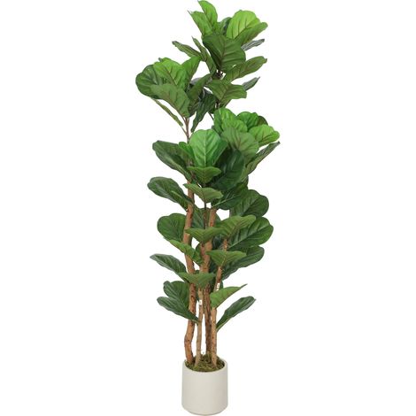 Figuier lyre artificiel 71 feuilles tronc bois massif pot 50 x 50 x 150 cm