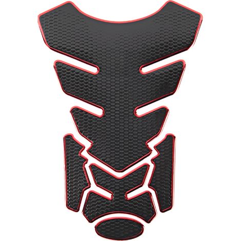Autocollant de réservoir de moto, décoration de moto de décalque d'autocollant de réservoir de carburant de la colle 3D flexible(Noir rouge).