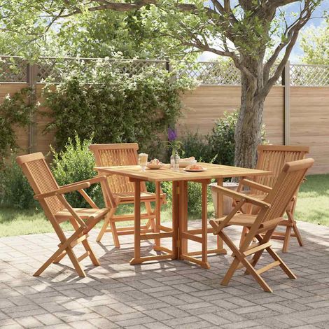Ensemble Table et Chaise de Jardin  Salon de jardin pliable 5 pcs Bois solide de teck 36841 (1/5)
