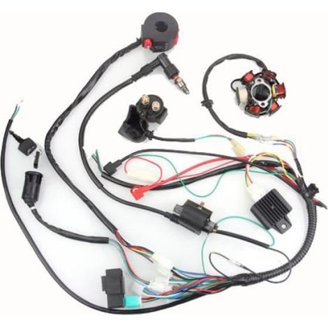 Kit 50-125CC Mini ATV Faisceau Câblage CDI Démarrage 6 Bobine d'allumage Stator Pôle Moteur