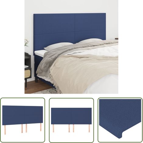 Lot de 4 Têtes de lit Armoires de tête de lit Bleu 100x5x78/88 cm Tissu 64959 (1/5)