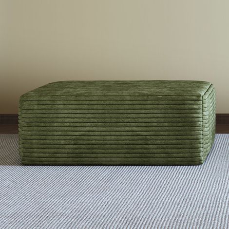 Ottomane mit Chaise Lounge, ohne Montage, Cordstoff, Grün