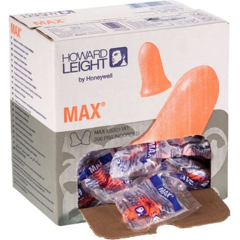 Howard Leight Jeu de bouchons antibruit, 200 paires MAX, Type: 200 200 pièces