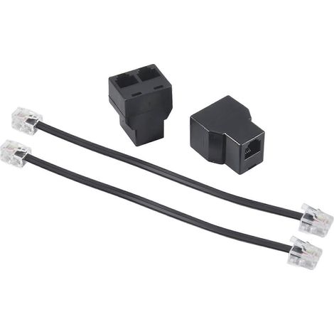 2 répartiteurs de câble téléphonique RJ11, câble de 15 cm, 6P4C, adaptateur répartiteur à 2 ports (1/5)