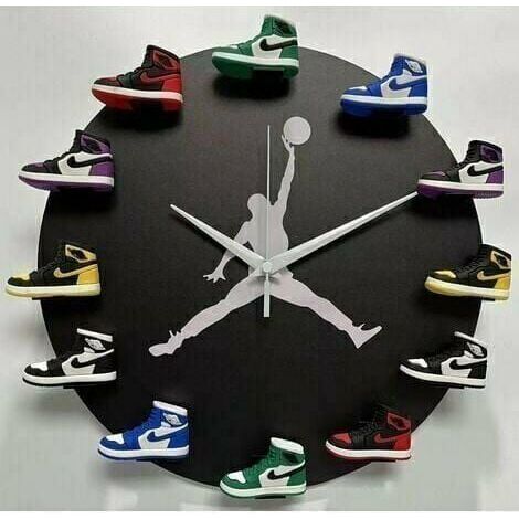 Home 30cm AJ1-12 Horloge Murale , Cadran Horloge pour la Maison Salon Chambre Bureau Café Bar Decor (Fond noir ) (1/2)