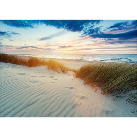 Papier peint panoramique plage mer dunes – 300 x 210 cm Wallarena (1/4)