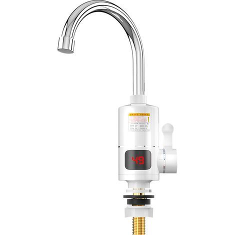 Robinet chauffe-eau instantané 3000 W avec thermostat et affichage de la température pour cuisine et évier (1/4)