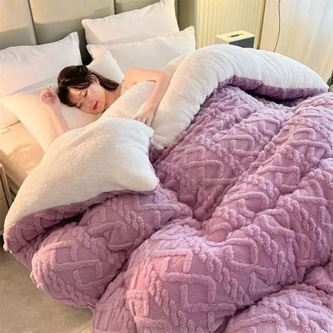 1 pièce Couette chaude en cachemire d'agneau artificiel, épaisseur élevée 3 kg, 150 x 200 cm, couleur pourvoire une ambiance cosy dans la chambre à coucher