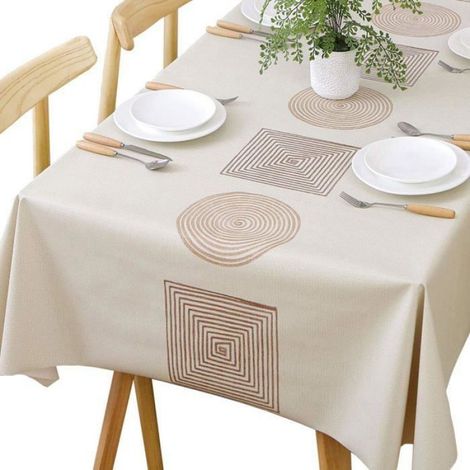 1 Nappe rectangulaire PVC, motif géométrique, imperméable, lavable, 138x200 cm, cuisine pique-nique (1/4)
