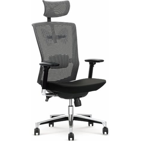 Fauteuil de bureau design en filet noir & gris Armel (1/4)