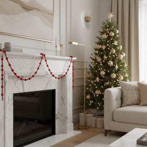 Festone con palline rosse per decorazioni natalizie, larghezza da 205 cm (1/4)