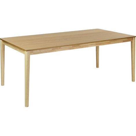 Mesa de comedor rectangular con tablero chapado acabado natural patas de madera maciza 200 x 100 cm madera de fresno natural Ermelo