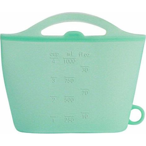 Sacs zippés en silicone,sacs en silicone pour aliments ou ustensiles, sacs de congélation réutilisables - 1000ml - vert